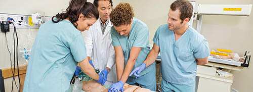 A Group of PACU Nurses Practice CPR